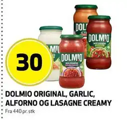 Bunnpris DOLMIO ORIGINAL, GARLIC, ALFORNO OG LASAGNE CREAMY tilbud