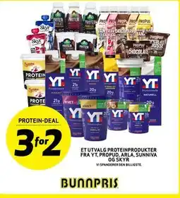 Bunnpris ET UTVALG PROTEINPRODUKTER FRA YT, PROPUD, ARLA, SUNNIVA OG SKYR tilbud