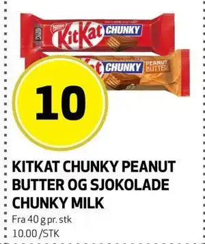 KITKAT CHUNKY PEANUT BUTTER OG SJOKOLADE CHUNKY MILK