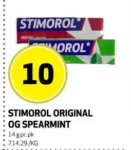 Bunnpris STIMOROL ORIGINAL OG SPEARMINT tilbud