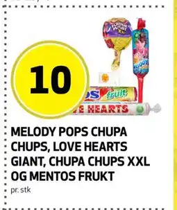 Bunnpris MELODY POPS CHUPA CHUPS, LOVE HEARTS GIANT, CHUPA CHUPS XXL OG MENTOS FRUKT tilbud