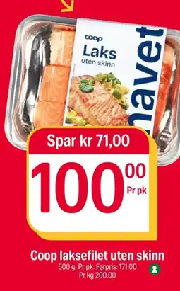 Coop Extra Coop laksefilet uten skinn tilbud