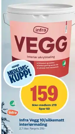 Coop Byggmix Infra Vegg 10/silkematt interiørmaling tilbud