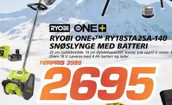RYOBI ONE+TM RY18STA25A-140 Snøslynge med batteri