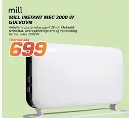 Coop Byggmix Mill instant Mec 2000 W gulvovn tilbud