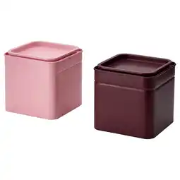 IKEA Blomning Boks med lokk, rødbrun/rosa til kaffe/te, 10x10x10 cm tilbud