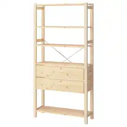 IKEA Ivar 1 seksjon, furu/med 5 hyller med 2 skuffer, 89x30x179 cm tilbud