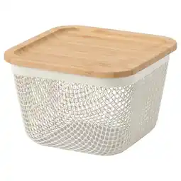 IKEA Ikea 365+ Matoppbevaringskurv med lokk, firkant metall/hvit bambus, 15x15x11 cm tilbud