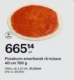 Storcash Pizzabunn amerikansk rå m/saus 40 cm tilbud