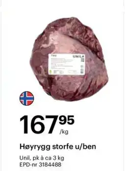 Storcash Høyrygg storfe u/ben tilbud