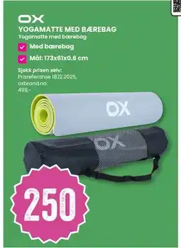 Sport Outlet YOGAMATTE MED BÆREBAG tilbud