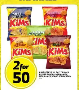Bunnpris KIMS POTETGULL SALT CRUNCH, PEPPER PUNCH, PAPRIKA KICK, MEXICAN FIESTA OG SOUR CREAM tilbud