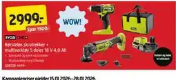 Jula Børsteløs skrutrekker + multiverktøy 5 deler 18 V 4,0 Ah tilbud