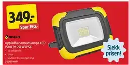 Jula Oppladbar arbeidslampe LED 1500 lm 20 W IP54 tilbud