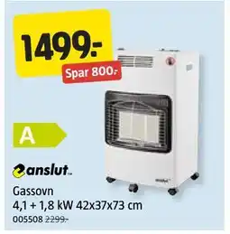 Jula Gassovn 4,1 + 1,8 kW 42x37x73 cm tilbud