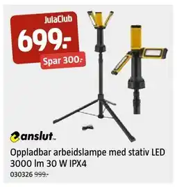 Jula Oppladbar arbeidslampe med stativ LED 3000 lm 30 W IPX4, Medlemspris tilbud