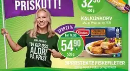 Kiwi SPRØSTEKTE FISKEFILETER tilbud