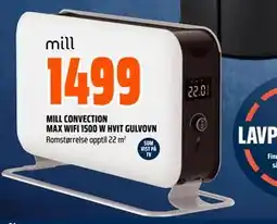 Obs Bygg MILL CONVECTION MAX WIFI 1500 W HVIT GULVOVN tilbud