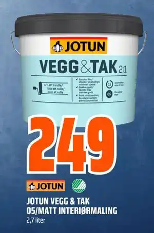 Obs Bygg JOTUN VEGG & TAK 05/MATT INTERIØRMALING tilbud