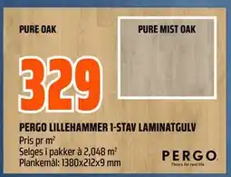 Obs Bygg PERGO LILLEHAMMER 1-STAV LAMINATGULV tilbud