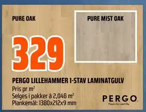 Obs Bygg PERGO LILLEHAMMER 1-STAV LAMINATGULV tilbud
