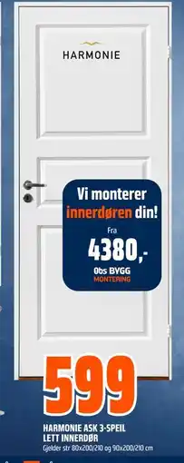 Obs Bygg HARMONIE ASK 3-SPEIL LETT INNERDØR tilbud