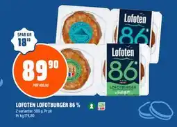 Coop Obs LOFOTEN LOFOTBURGER 86 % tilbud