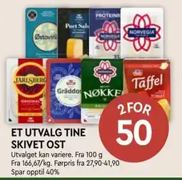 Coop Mega ET UTVALG TINE SKIVET OST tilbud