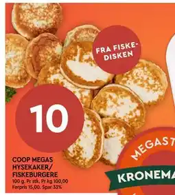 Coop Mega COOP MEGAS HYSEKAKER/ FISKEBURGERE tilbud
