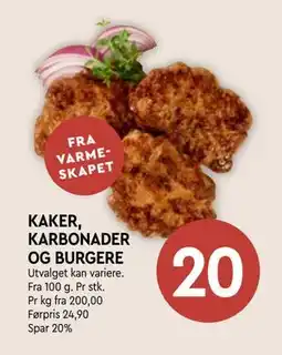 Coop Mega KAKER, KARBONADER OG BURGERE tilbud