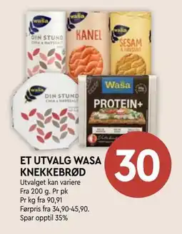 Coop Mega ET UTVALG WASA KNEKKEBRØD tilbud