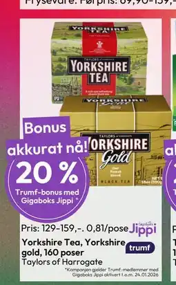 Gigaboks Yorkshire Tea, Yorkshire gold, 160 poser tilbud