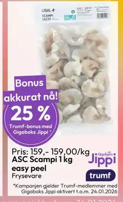 Gigaboks ASC Scampi 1 kg easy peel tilbud