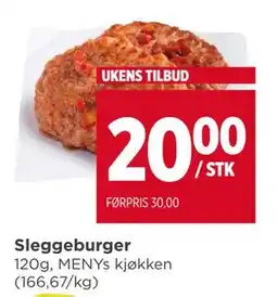 Meny Sleggeburger tilbud