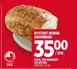 Meny NYSTEKT NORSK GROVBRØD tilbud