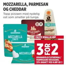 Meny MOZZARELLA, PARMESAN OG CHEDDAR tilbud