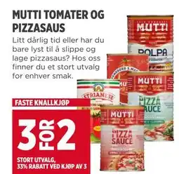 Meny MUTTI TOMATER OG PIZZASAUS tilbud