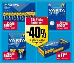 Europris Alle Varta batterier! tilbud