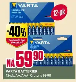 Europris VARTA BATTERIER tilbud