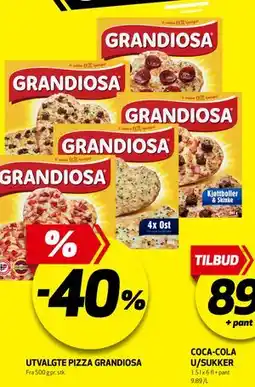 Bunnpris UTVALGTE PIZZA GRANDIOSA tilbud