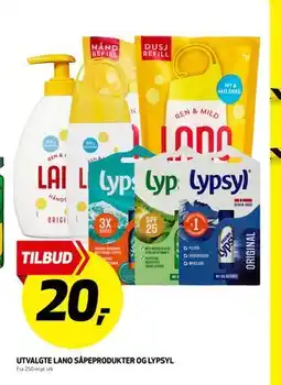 Bunnpris UTVALGTE LANO SÅPEPRODUKTER OG LYPSYL tilbud