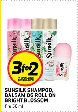 Bunnpris SUNSILK SHAMPOO, BALSAM OG ROLL ON BRIGHT BLOSSOM tilbud
