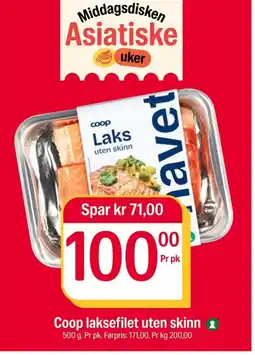 Coop Extra Coop laksefilet uten skinn tilbud