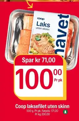 Coop Extra Coop laksefilet uten skinn tilbud