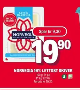 Coop Extra Norvegia 16% lettost skiver tilbud