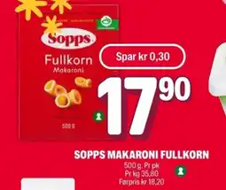 Coop Extra Sopps makaroni fullkorn tilbud