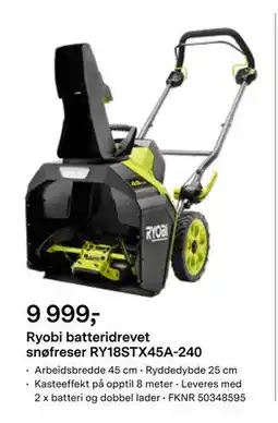 Felleskjøpet Ryobi batteridrevet snøfreser RY18STX45A-240 tilbud