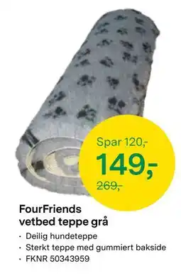 Felleskjøpet FourFriends vetbed teppe grå tilbud