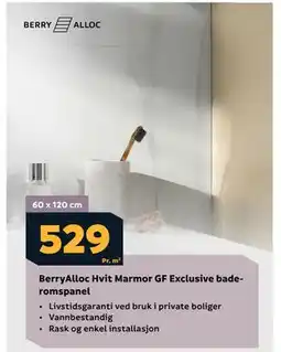 Megaflis BerryAlloc Hvit Marmor GF Exclusive baderomspanel tilbud
