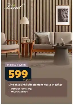 Megaflis Lind akustikk spileelement Hasle 14 spiler tilbud